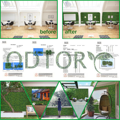 ODTORY Artificial Boxwood Roll Panels: 40 X 160 in(45 sqft) UV-Anti Artificial Ivy Privacy Fence Wall Screen for Indoor Outdoor Green Grass Wall Decor & Ivy Fence Covering Privacy