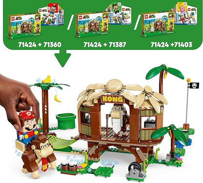 LEGO 71424 Super Mario Donkey Kong Hut Expansion Set Construction Toy with 2 Characters Combine with Starter Pack for Kids Boys and Girls Ages 8 and Above