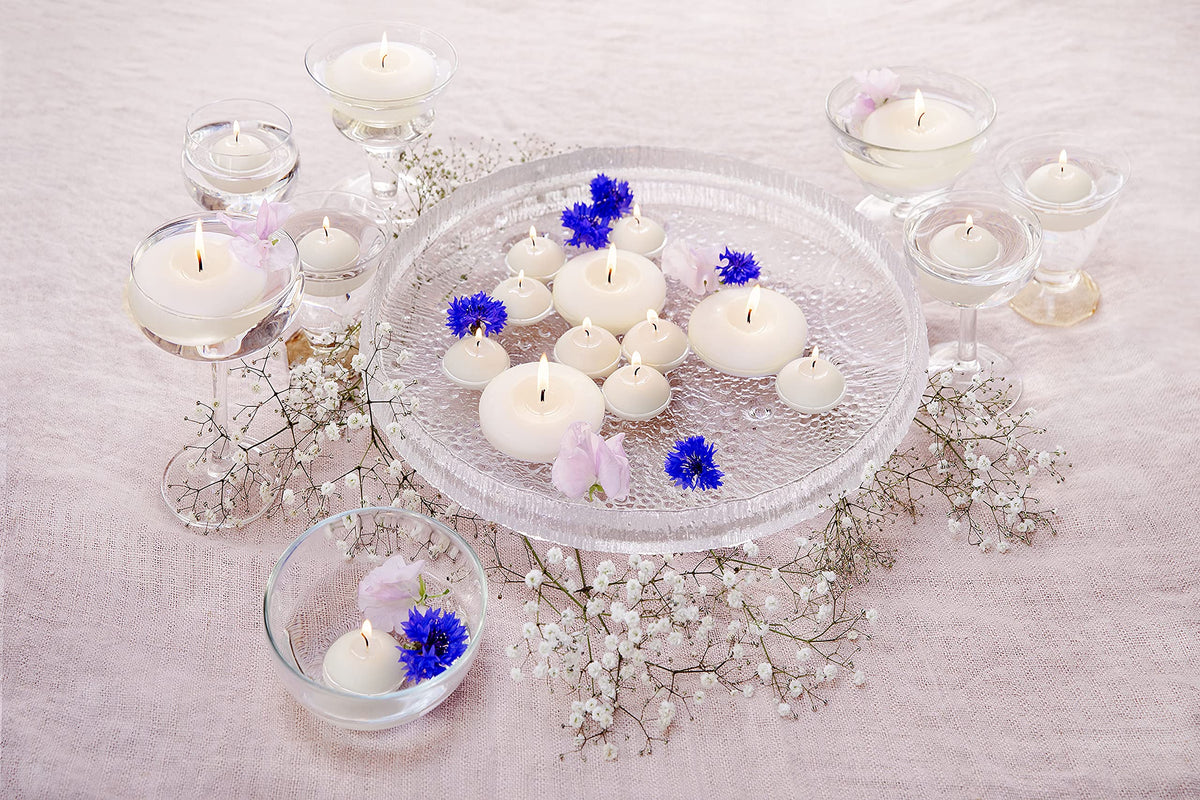 BOLSIUS White Floating Candles 3 Inch - Set Of 12 Maxi Candles - 8 Hour Clean Burning - Palm Oil Free - 0% Animal Fat - Premium European Quality