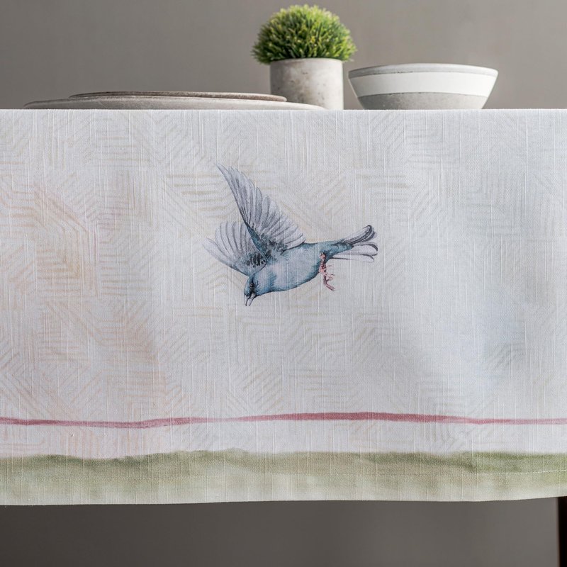 Maison d' Hermine Table Cloth Rectangle Table 100% Cotton 60 x 120 Inches Tablecloth Reusable Decorative for Dining Kitchen Room Farmhouse Home Gifts for Mothers Day Spring Summer - Flying Birds