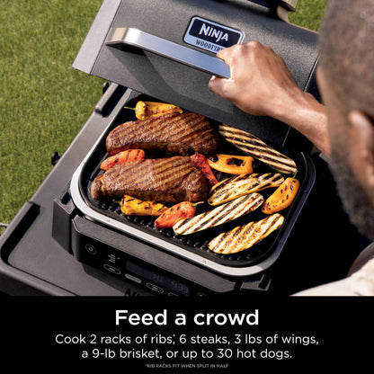 Ninja Woodfire Outdoor Grill & Smoker, 4-in-1 Functionality, Grill, Smoke, Bake, Roast, Authentic Woodfire Flavors, Electric Heat, OG301