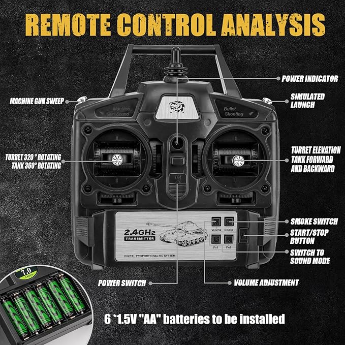 RC Tank Russian T-90 Main Battle Tank 1/16 2.4ghz Remote Control Vehicle with Sound &amp Light for Ages 14+