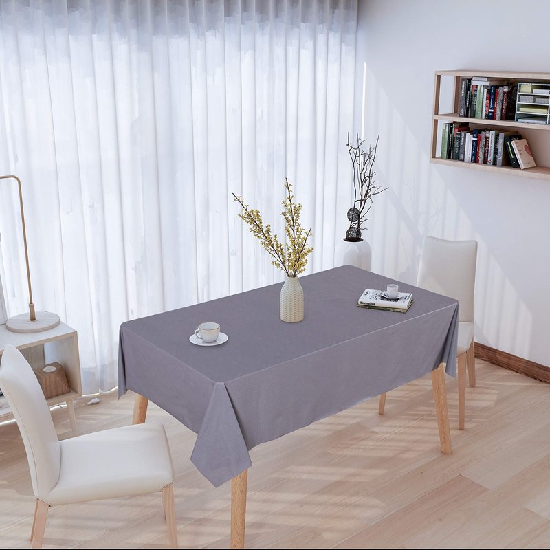 sancua 100% Waterproof Rectangle PVC Tablecloth - 70 x 90 Inch - Oil Proof Spill Proof Vinyl Table Cloth, Wipe Clean Table Cover for Dining Tables, Buffet Parties and Camping, Grey