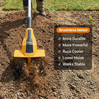 Brushless Tiller Cultivator Compatible with Dewalt 20V Battery(Tool Only), 8.9In Tilling Width and 7.1In Depth Cordless Electric Garden Tiller, Battery Powered Rototiller for Lawn/Gardening