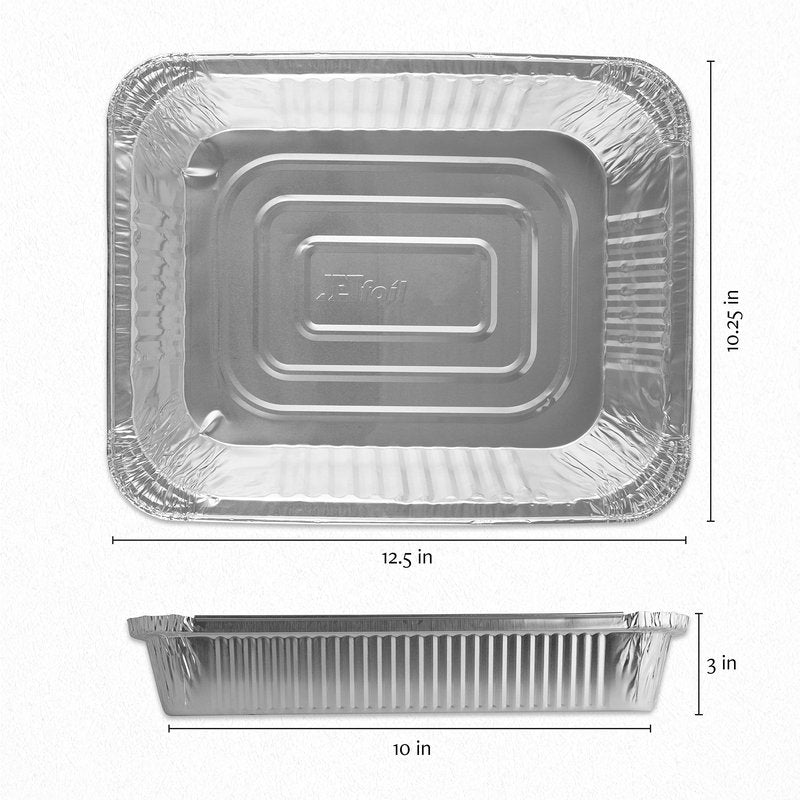 PLASTICPRO Disposable 9 x 13 Aluminum Foil Pans Half Size Deep Steam Table Bakeware - Cookware Perfect for Baking Cakes, Bread, Meatloaf, Lasagna Pack of 10