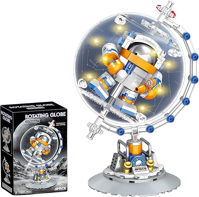 Astronaut Constellation Globe Building Set with Light Build and Display Model for AdultsHome and Office DecorAviation Enthusiasts Gifts