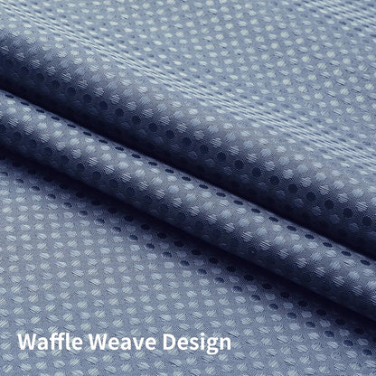 Skiennix No Hook Shower Curtain - Heavy Duty Waffle Weave with Mesh Top Window | 72 x 75 Inch, Moonlight Blue