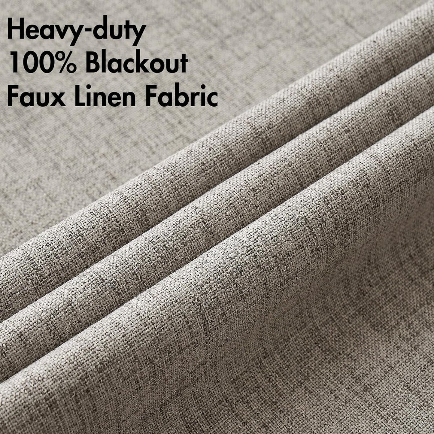 MIULEE Linen Curtains - 100% Blackout Thermal Insulated Drapes | Greige Room Darkening 52x108 Inch (2 Panels)