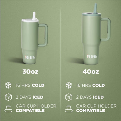 RIFIH 40 oz tumbler with handle and flip straw, Tumbler with Handle, Travel Mugs, Stainless Steel Cup, Insulated Water Bottle, Insulated Travel Coffee Mugs, Cup with Straw, (Casbah Night, 40 OZ)