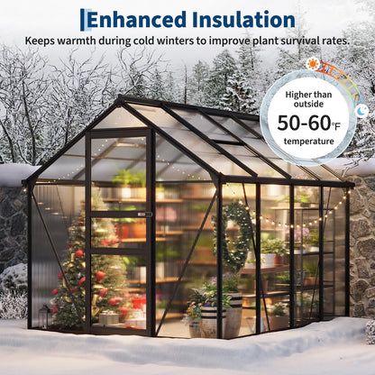 Greenhouse, 6x8 FT Greenhouse for Outdoors, Walk-in Green House with Ground Nails and Vent Windows, Sliding Lockable Door, Green Houses for Outside Garden Backyard, Patio