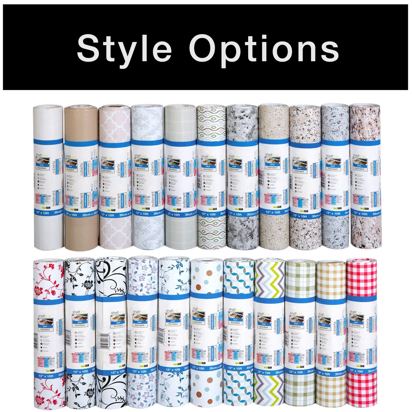 Smart Design Bonded Grip Shelf Liner - 12 Inch x 10 Feet - Non Adhesive, Strong Grip Bottom, Easy Clean Kitchen Drawer, Cabinet, Cupboard Dresser Protector Cover, Non Slip Rubber Mat - Ocean Origami
