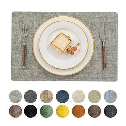 Romanstile Vinyl Placemats Set of 4-12 X 17 Inch - Faux Leather 100% Waterproof Oil-Proof Wipeable Place Mats, Heat Resistant Reversible PU Table Mats for Kitchen Dining Party Outdoor, Light Grey
