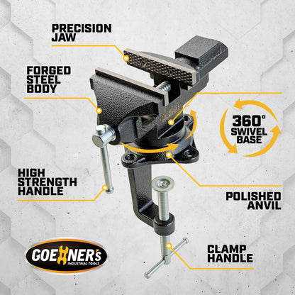 [Upgraded Version] Multi-Purpose Bench Vise 3.3", Table Vice For Workbench, Universal Clamping Vise With Heavy Duty Cast Iron, Multi-Jaw, Swivel Base, Easy Adjustment for Woodworking (3.3 Inch)