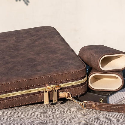 Backgammon Sets for Adults Classic Board Game with Folding Faux Leather Backgammon Case Portable Travel Backgammon Game Set (Brown)