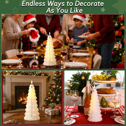 AFINETH Christmas Tree Candles with Remote, Real Wax Christmas Countdown Candle, Countdown to Christmas Battery Operated Candles, Xmas Flameless Advent Candle for Table Decor