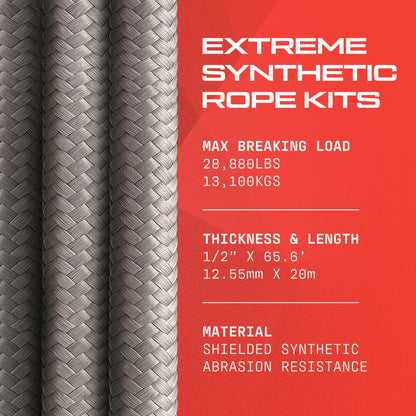 Armortek Extreme Synthetic Winch Rope Heavy Duty Tow, 1/2" x 65.6' Winch Cable, Abrasion Resistance – Ultimate Winch Rope Kit, for Car, Truck