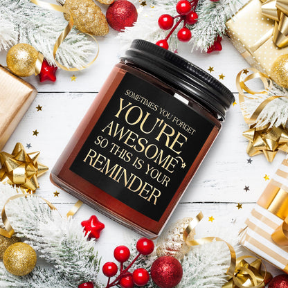 Briojoy Gifts for Women Men - Inspirational Relaxing Stress Relief Candle - Friendship, Birthday Gift for Her Sister Wife Girlfriend Best Friend Coworker - You're Awesome Natural Soy Candle for Home