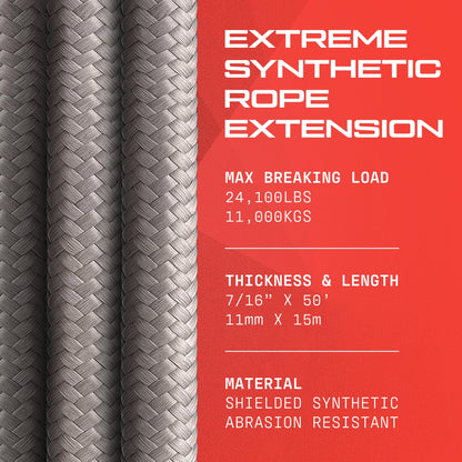 Armortek Extreme Synthetic Rope Winch Heavy Duty Tow Rope, 7/16" x 50' Winch Cable, 11000KG Load – Ultimate Winch Rope Kit, for Car, Truck