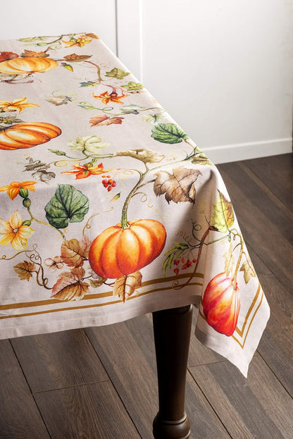 Maison d' Hermine Table Cloth Rectangle Table 100% Cotton 70 x 120 Inches Fall Tablecloth Reusable Everyday Use for Thanksgiving Christmas Decorations Dining Farmhouse Party (Potiron)