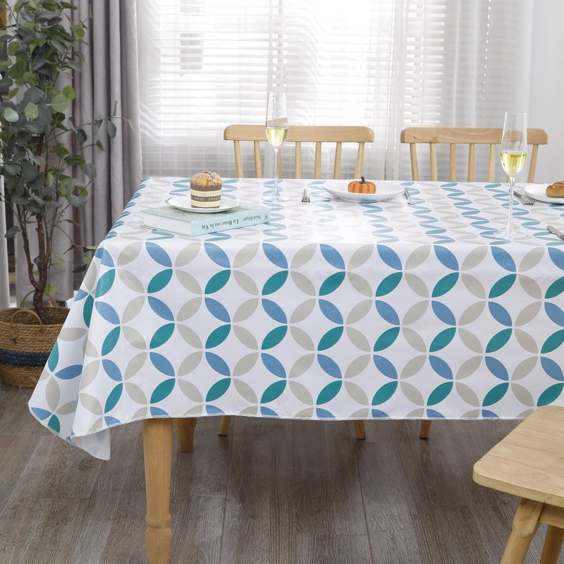 Walrus Heavy Duty Vinyl Tablecloth with Flannel Backing Waterproof Oil-Proof Plastic Table Cloth Stain-Resistant Wipeable Table Cover for Indoor and Outdoor (Geometric Leaf,60x84 Inch)