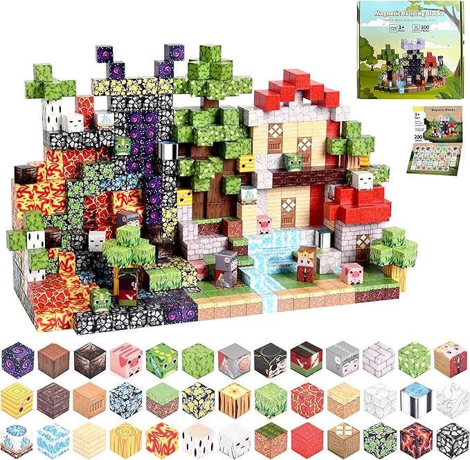 200 PCS Magnetic BlocksMagnetic Building BlocksMagnet Toys for KidsBlocks Magnet SetStacking Magnets School STEM Toys for Boys and Girls Age 3+ Years Old