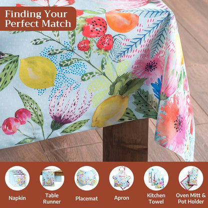 Maison d' Hermine Table Cloth Rectangle Table 100% Cotton 54 x 72 Inches Tablecloth Reusable Decorative for Dining Kitchen Room Farmhouse Home Gifts for Mothers day Spring Summer - Jardin D'Ete - Mint