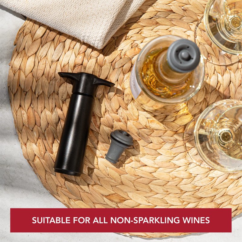 Vacu Vin Wine Saver Pump Pink with Vacuum Wine Stopper - Keep Your Wine Fresh for up to 10 Days - 1 Pump 8 Stoppers - Reusable - Made in the Netherlands