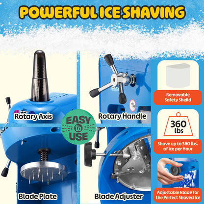 Snow Cone Machine - Electric Block Ice Shaver and Snow Cone Maker with Adjustable Blades for Parties, Events, and More by Great Northern Popcorn