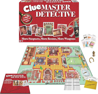 Clue Master Detective with Oversized Brass Tone Metal Weapons by Winning Moves Games USA Largest Game of Clue Ever for up to 10 Players Ages 10 and Up