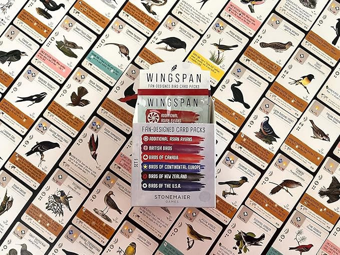 Stonemaier Games: Wingspan Fan-Designed Bird Promo Packs | 150 New Birds Designed by Fans Using Powers from Base Game &amp Expansions | Art Consistent with Existing Birds | Wingspan Base Game Require