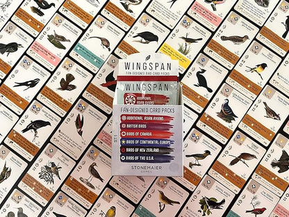 Stonemaier Games: Wingspan Fan-Designed Bird Promo Packs | 150 New Birds Designed by Fans Using Powers from Base Game &amp Expansions | Art Consistent with Existing Birds | Wingspan Base Game Require