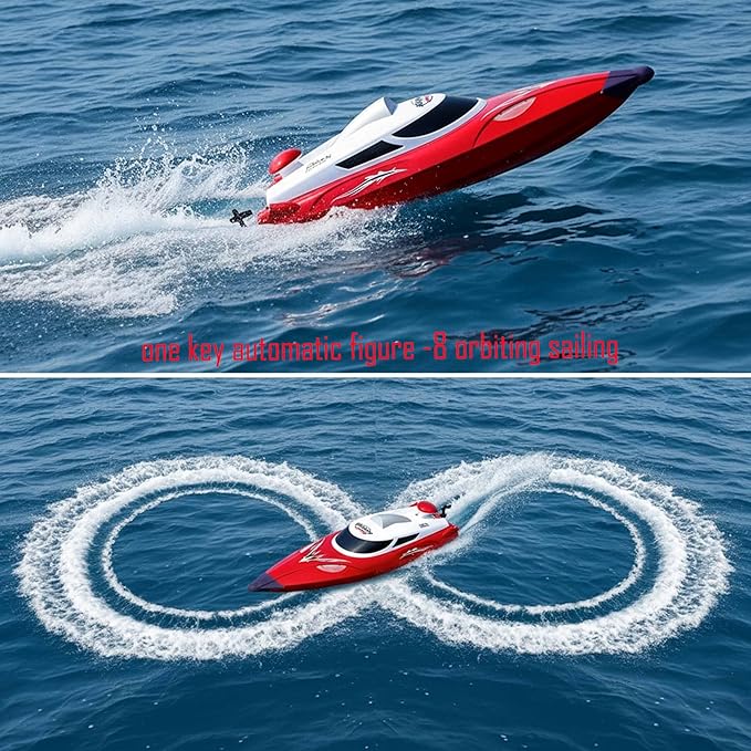 19 Big RC Boat High Speed 35+ KPH Remote Control Boat for Kids and Adults Outdoor Water Toy Race Ship for Pool Lake With 3000mAh Big Capacity BatteryWater Play Toy Gift Racing Ship with LED Light
