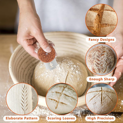 Epritliber UFO Bread Lame Cutter for Homemade Sourdough,Bread Scorer Tool for Sourdough with 5 Blades and Storage Cover,Slashing Tool Bread Cutting Knife for Artisan Bread and Baguette Makers,Circle