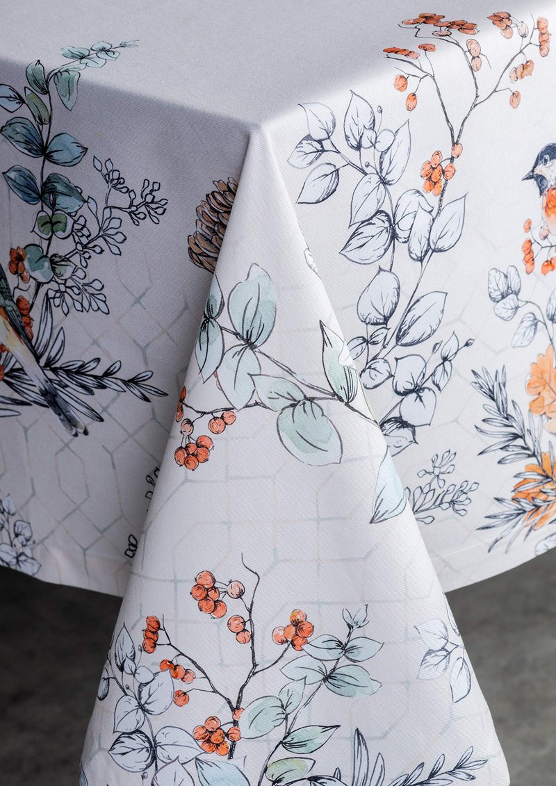 Maison d' Hermine Table Cloth Square Table 100% Cotton 54 x 54 Inches Fall Tablecloth Reusable Everyday Use for Thanksgiving Christmas Decorations Dining Farmhouse Party (Whitish Shabby Chique)