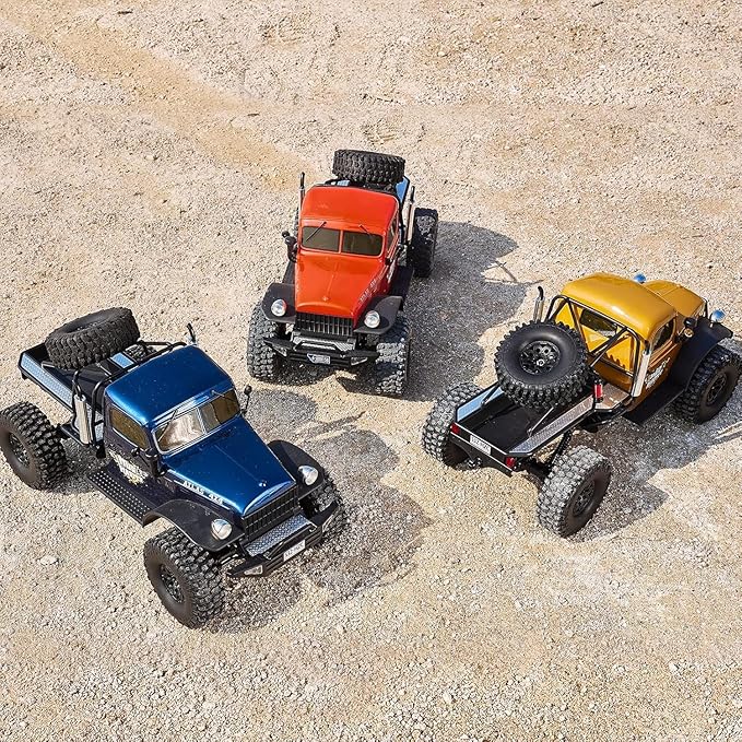 EAZYRC FMS Rochobby 1/10 Atlas Ready Set RC Crawler RC Truck 4X4 with Lighting 2.4GHz RadioBall Bearing Metal-Gear Full4 Link SuspensionRapid Separation Car Body for Adult (Blue)