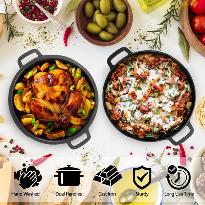 2 in 1 Enameled Cast Iron Dutch Oven, HaSteeL 5 QT Pot & 2 Quart Skillet Lid Pan, Non-Stick Cookware Multi Cooker for Bread Baking Cooking Stewing, Suit for All Cooktops, Dual Handles & Oven Safe,