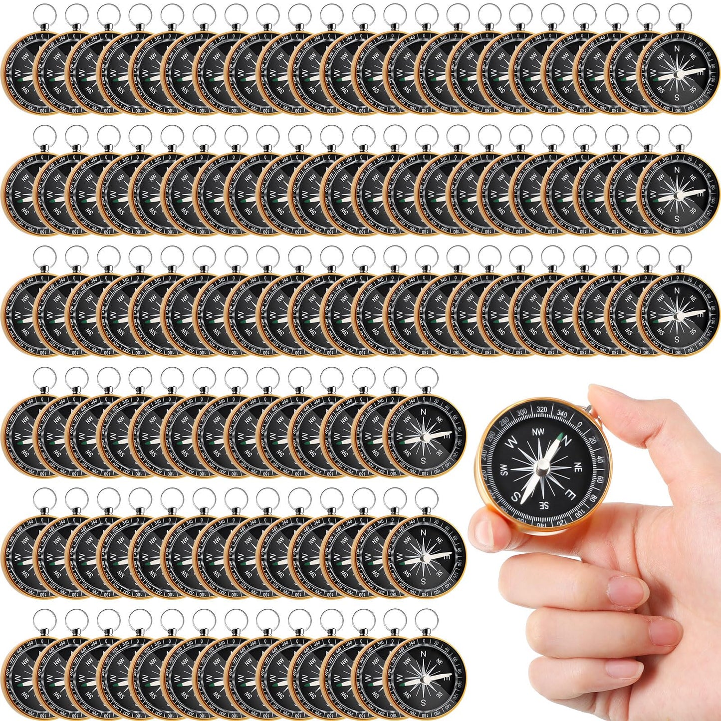 Huquary Compass Wedding Favors for Guests, Compass Souvenir Gift for Travel Themed Party Decorations Nautical Christmas Ornaments(Classic, 100 Pcs)