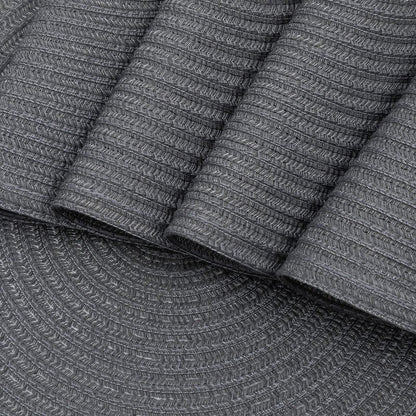 SHACOS Round Placemats Set of 6 Washable 15 inch Round Table Mats Cotton Polyester Woven Braided Place Mats for Dining Table (Charcoal Gray, 6)