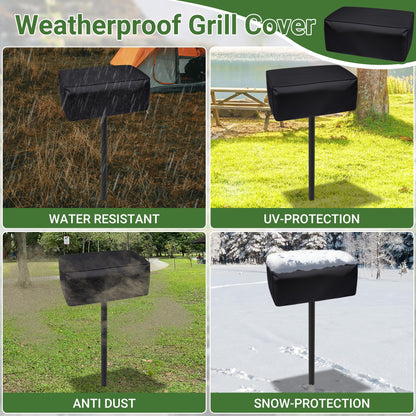 Toriexon Park Grills, 384 Sq. In, Park Style Charcoal Grill, Heavy Duty In Ground Park Grill with Stainless Steel Cooking Grate and Cover for Commercial and Outdoor Cooking 25.5'' L x 17'' W x 11'' H