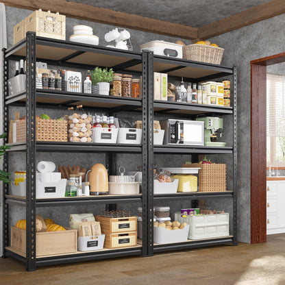 DurayLoly 2010LBS Garage Shelving Unit, Heavy Duty Storage Shelves, Adjustable 5 Tier Utility Metal Shelf for Pantry Kitchen Basement Commercial Use, 11.9" D×27.7" W×60" H, 2 Pack