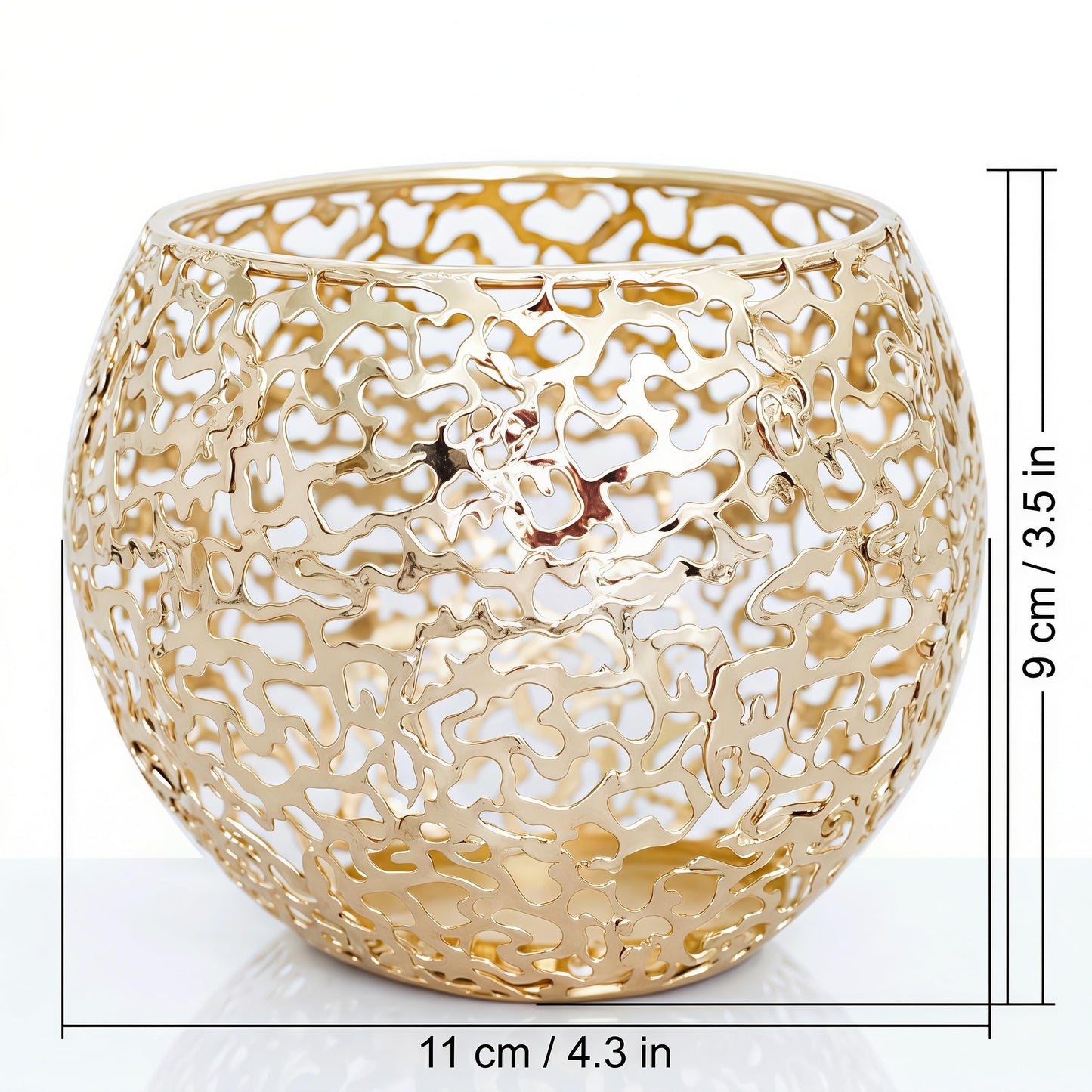 Metal Cut-Out Tealight Candle Holders Set of 2 – Geometric Lanterns for Table Centerpiece & Bathroom Spa – Shatterproof Holiday Decor, Winter Wedding (Gold/Silver)