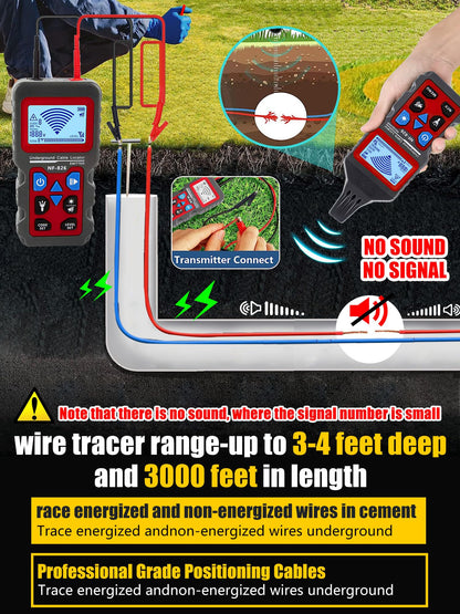 NF-826 Underground Wire Locator & Cable Tracer/Buried Wire Tracer and Cable Locator/Under Ground Circuit Tracer,for Dog Fence Cables Irrigation Control Wires,Tone Generator Kit (Professional Grade)