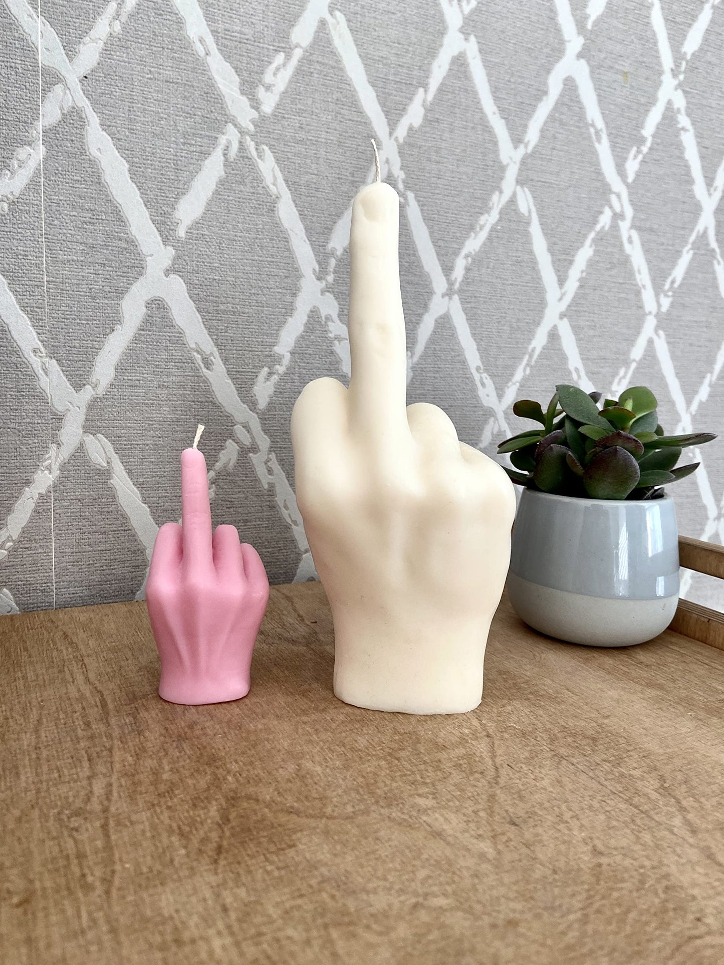 Big Fuck You Candle, Large Middle Finger Candle, Hand Gesture Candle, Homemade soy candle, Candle Gift, Funny candle, Scented candle (Beige, UNSCENTED)
