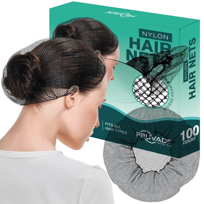Pruvade - Nylon Hair Nets for Women & Men | 100 Pack | 24" Honeycomb Mesh Hair Net for Food Service, Medical & Industrial Use - Breathable & Sturdy for Bun Hair, Most Long & Short Hair - Latex Free