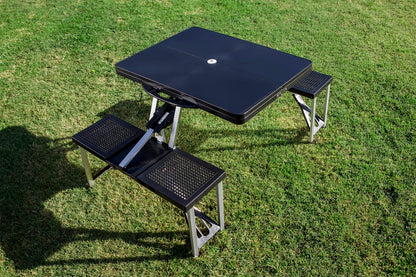 PICNIC TIME NCAA Mississippi State Bulldogs Football Field Folding Picnic Table - Camping Table - Outdoor Table with Umbrella Hole, (Black)
