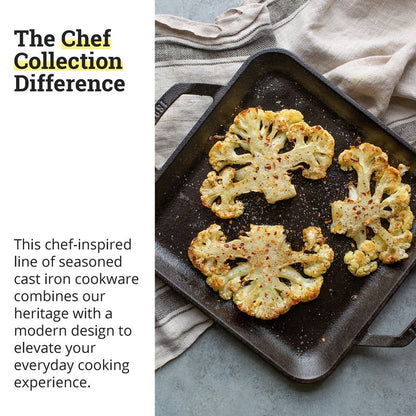 Lodge 11" Cast Iron Square Griddle - Chef Collection - For Indoor & Outdoor Cooking - Superior Heat Retention - Durable Cast Iron - Seasoned Kitchen Griddle