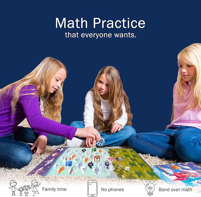 Cloud Hoppers Addition and Subtraction Game - Fun Math Board Game for 6-8 Year Olds Easy to Play Educational Game for Kids at Home Perfect STEM Toy Gift for Girls &amp Boys Grade 1 &amp Up