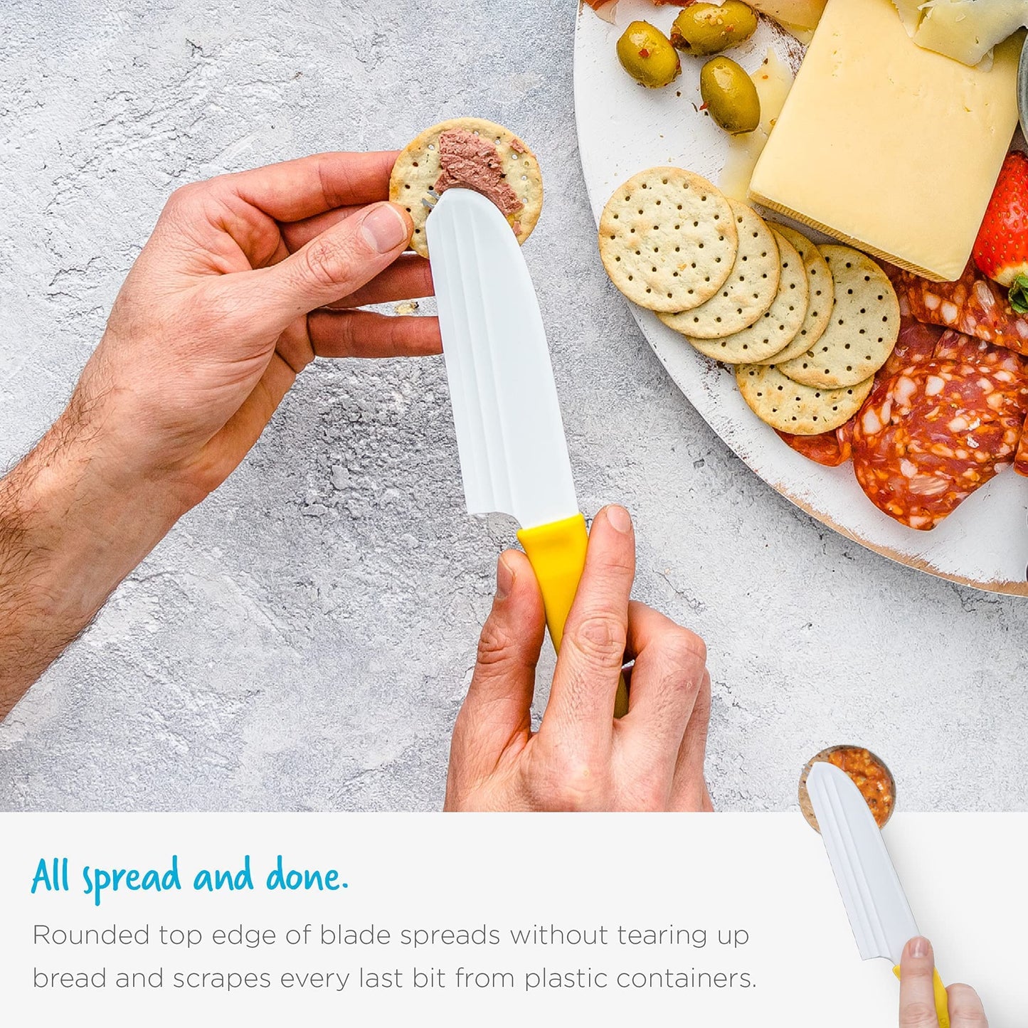 Dreamfarm Knibble Lite 3-In-1 Non-Stick Cheese Knife for Charcuterie, Slicing, Spreading, with Built-In Fork to Serve & Share Foods - 9" Red