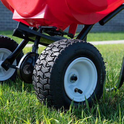 EarthWay 2030P-Plus 65 LB (29 KG) Capacity Commercial Walk-Behind Broadcast Spreader for Grass, Fertilizer, Seeds — Includes Side Spread Control, Even Spread, Pneumatic Tires