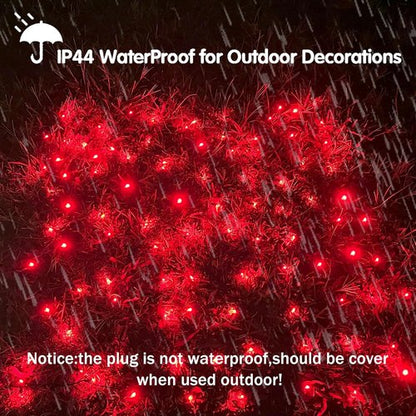 HISHINY LED Red Christmas Net Lights - 100 LED Connectable Outdoor & Indoor Decor | 5ft x 5ft Size
